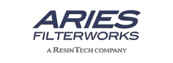 A close-up image of the Aries FilterWorks logo, featuring dark blue italic sans-serif font against a white background.