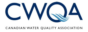 The CWQA logo features the letters "CWQA" with the letter "Q" resembling an "O" with water ripples flowing to form the stem of the "Q".