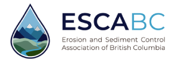 A water drop logo featuring a stylized depiction of a mountainous landscape with a flowing river and trees, surrounded by the acronym "ESCABC" in bold lettering.